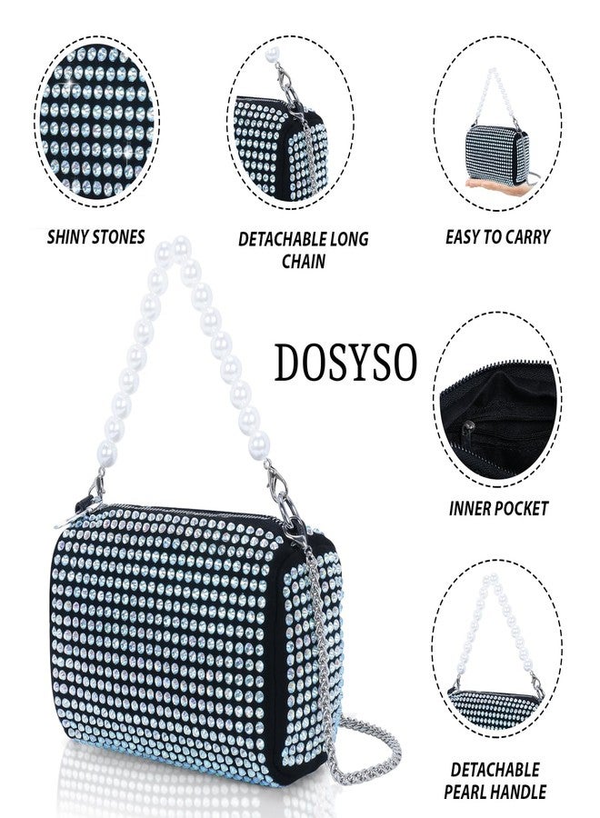 DOSYSO Evening Clutch Pearl Handle Designer Handbags for Women Stylish Latest Girls Sparkling Crossbody sling Bag with Chain strap Ladies Stone Purse Wallet for Party Wedding side Bag (MULTICOLOR) - Image 5